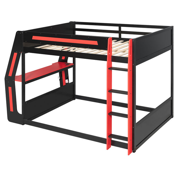 Merax Full Size Esports Gaming Loft Bed with Attached RGB Gaming Desk