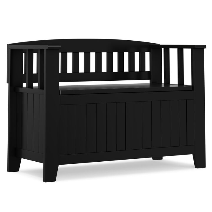 Acadian 36 inch Wide Solid Wood Transitional Small Entryway Storage Bench in Black