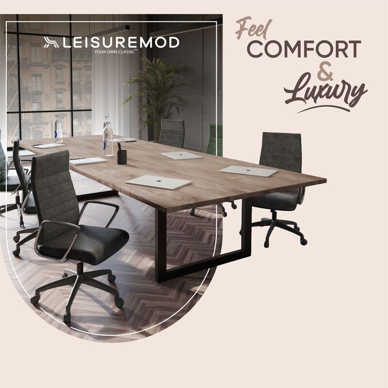 LeisureMod Hilton Modern High Back Leather Conference Office Chair with Adjustable Height & Swivel &ndash; Ergonomic and Stylish Office Seating
