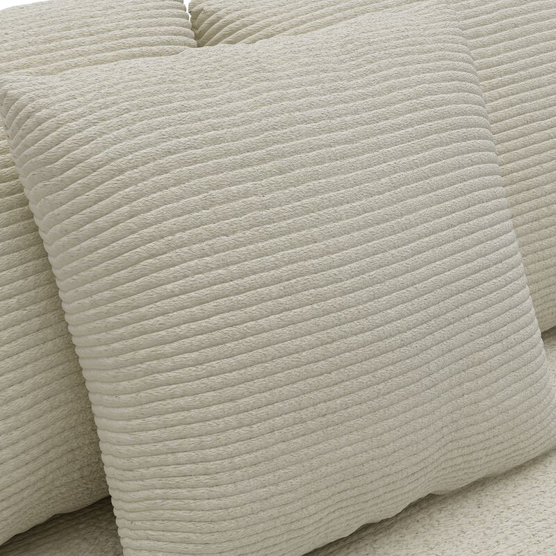 FUFU&GAGA Compressed Sofa, Fabric & Sponge Upholstered Couch &ndash; Modern 3-Seater (105.9" W x 37" D x 26.4" H),Beige