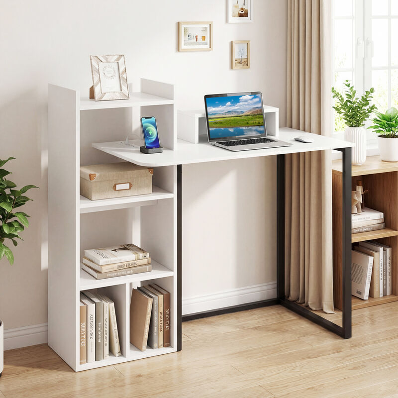 Computer Desk with Charging Station and Monitor Stand for Home Office image number 1
