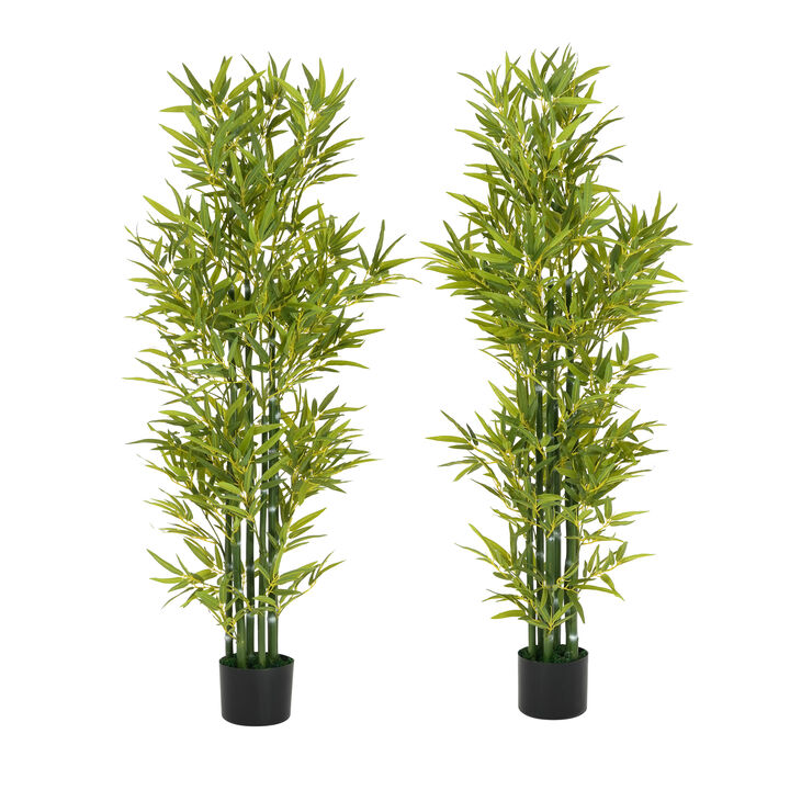 Christopher Knight Home Elaris Indoor Artificial Bamboo with Black Plastic Pot (Set of 2)