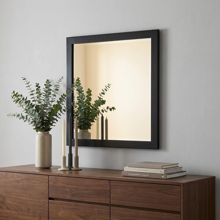 HomeRoots 28" Dark Brown Solid Wood Framed Accent Mirror