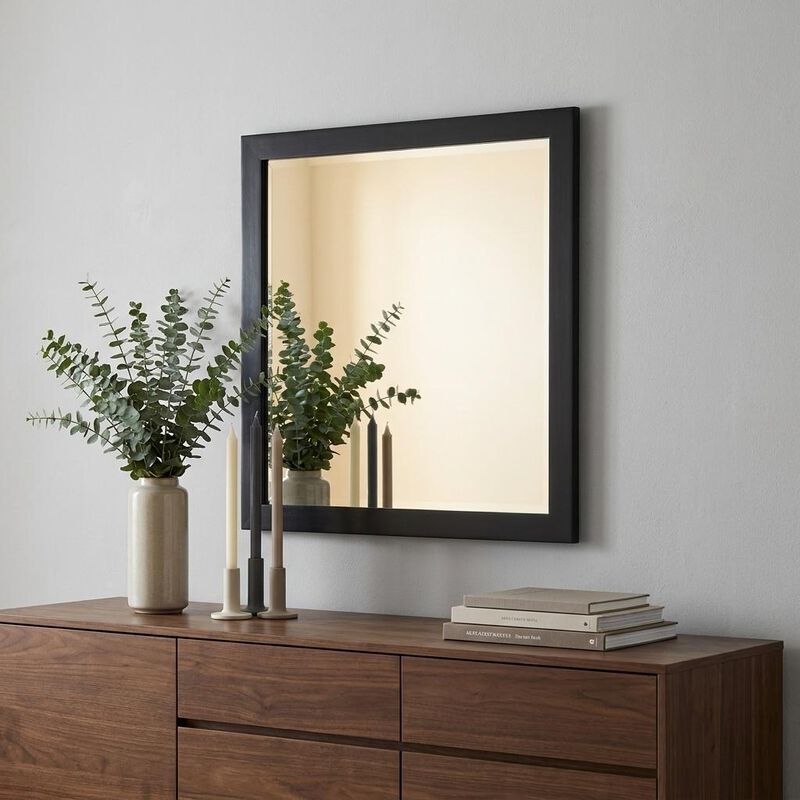 HomeRoots 28" Dark Brown Solid Wood Framed Accent Mirror image number 1