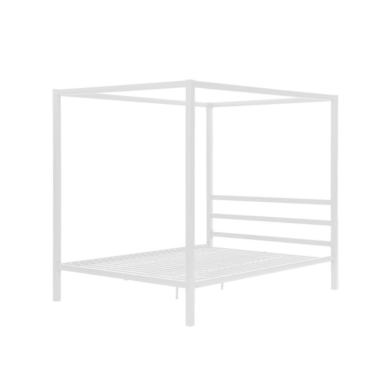 Sleek Metal Canopy Bed &ndash; Modern Frame with Built-In Support, Box Spring Not Required