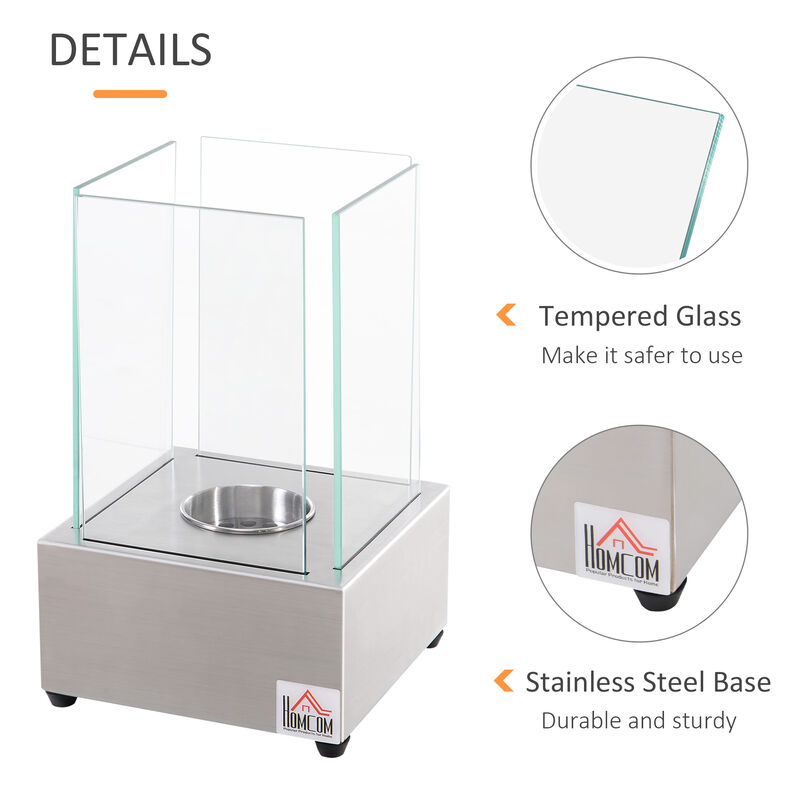 Streamdale 7.75" Tabletop Ethanol Fireplace, Silver