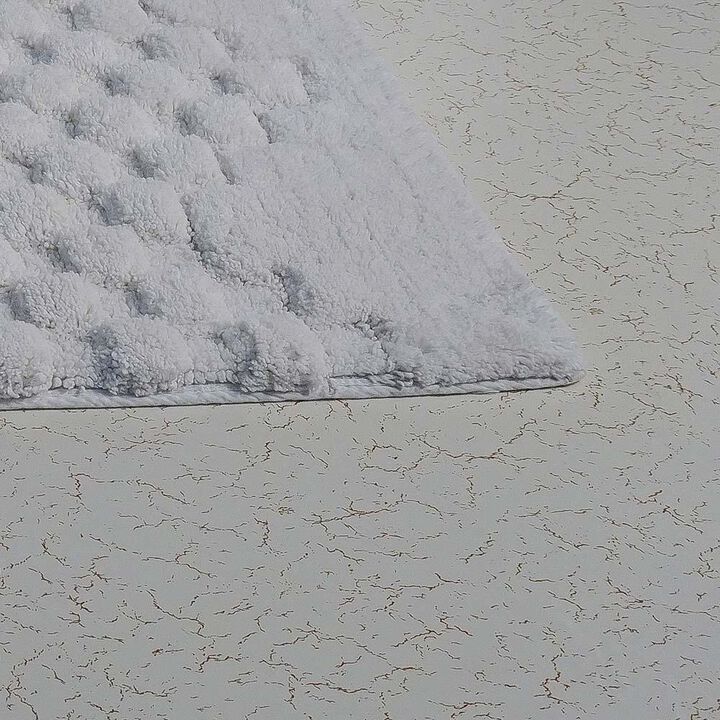 Knightsbridge Luxurious Block Pattern High Quality Year Round Cotton With Non-Skid Back Bath Rug 20" X 30" Ivory