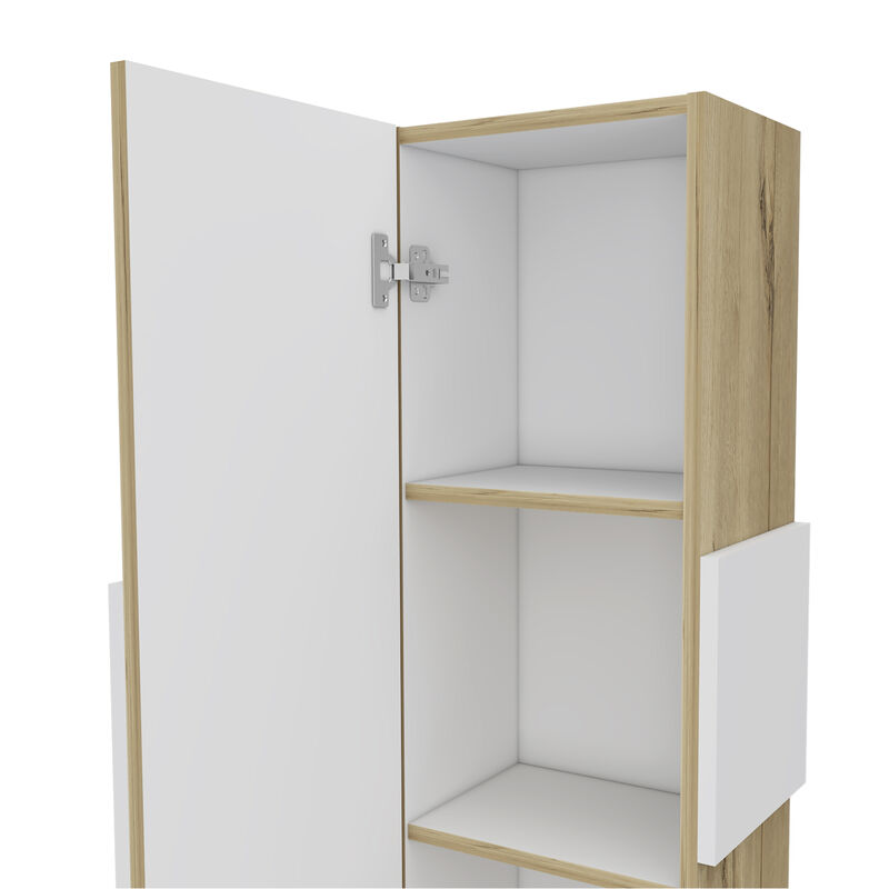 DEPOT E-SHOP Magna Medicine Single Door Cabinet, Three Shelves, Light Oak / White