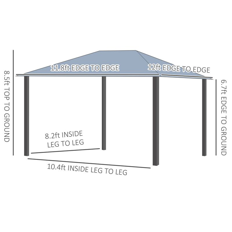 Grey Garden Structure: 12x10 Polycarbonate Hardtop Gazebo
