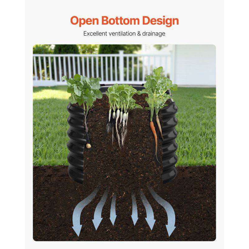 Oval Metal Raised Garden Bed Galvanized Open Bottom Planter for Outdoor Gardening-Dark Grey image number 4