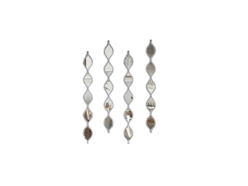 Teardrop Wall Mirror Set &ndash; 4 Silver Rustic Diamond Decor Pieces