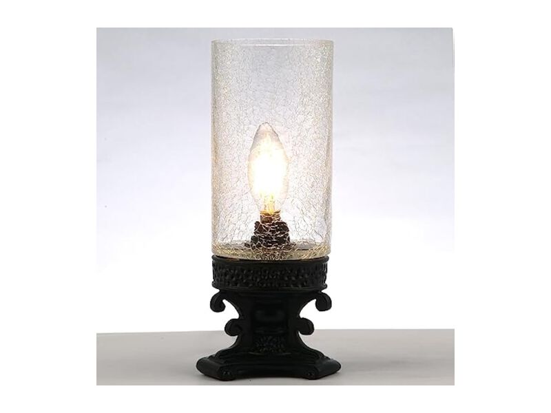 Resin Glass Table Lamp For Bedroom Living Room Bronze image number 2