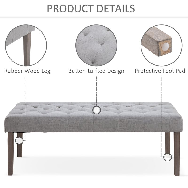 Grey Modern Seat: Simple Tufted Upholstered Ottoman Accent Bench