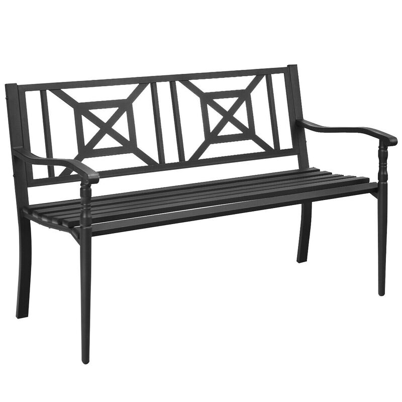 Heavy-Duty Powder-Coated Steel Frame Patio Garden Bench