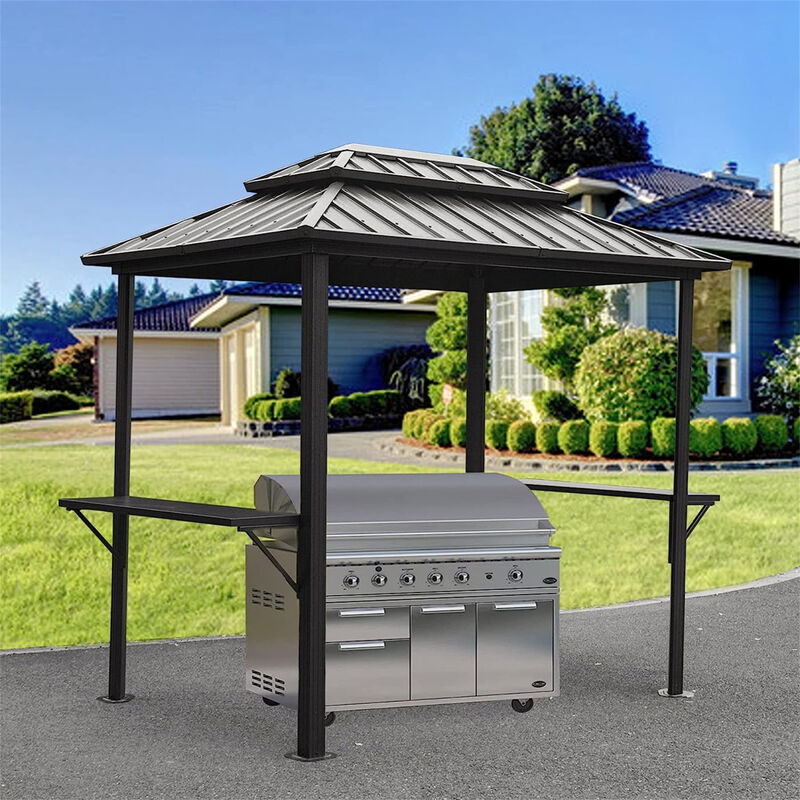 Streamdale Aluminum BBQ Gazebo with Shelves Serving Tables