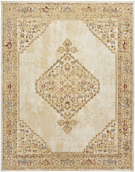 HomeRoots Medallion Power Loom Distressed Area Rug