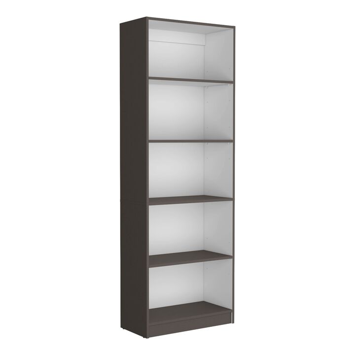 Home 4 Shelves Bookcase with Multi-Tiered Storage -Matt Gray / White