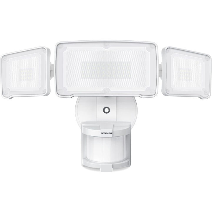 LEPOWER LED Security Light, Motion Sensor Outdoor Lights, 38W 4200LM | 72 FT Range, IP65 Waterproof, 180&deg; Motion Sensor, 5500K, 3 Head Flood Light