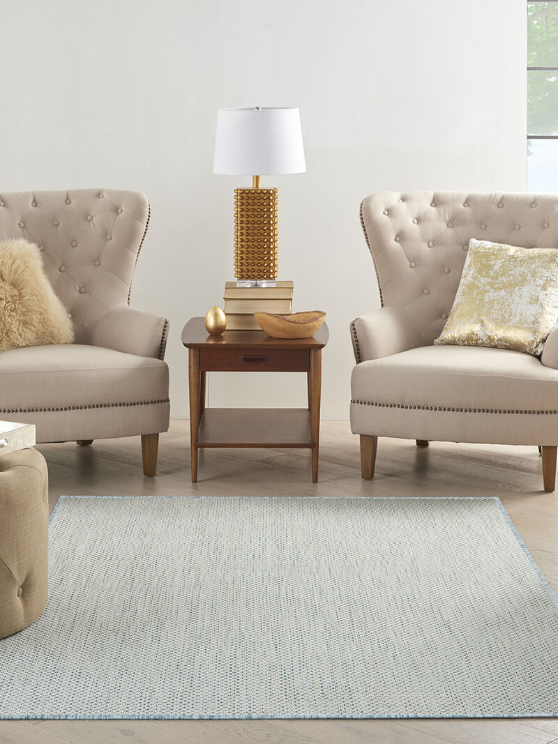 Courtyard COU01 Ivory/Aqua 6' x 9' Rug