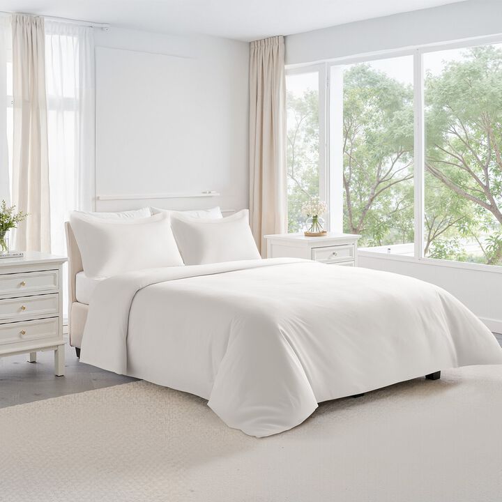 Cotton Duvet Cover Set 3 Pieces with 2 Pillow Shams, Soft Breathable Bedding Set, Zipper Closure