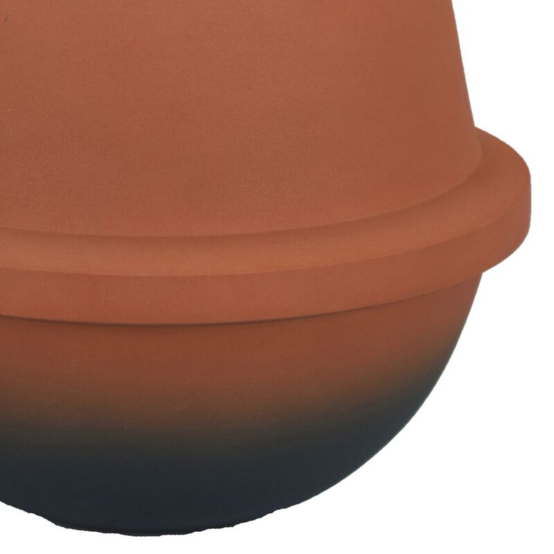 Decorative Flower Vase, Terracotta Inspired Orange Ceramic 10 Inch - Benzara