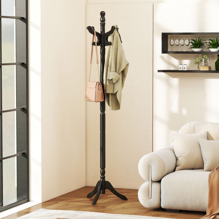 Entryway Hall Tree &ndash; Solid Wood with 11 Hooks and 3 Height Options