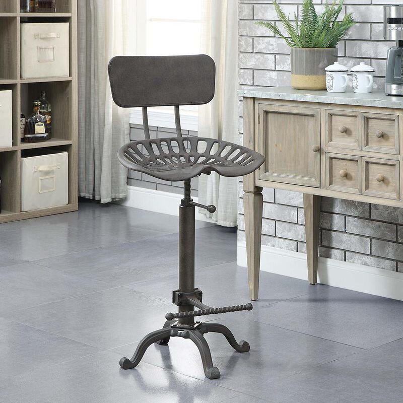 Carolina Living August Tractor Seat Barstool with Back - Industrial