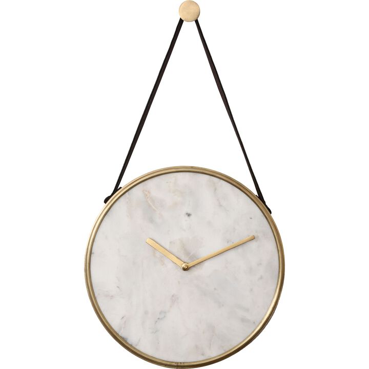 19" Gold and White Timeless Design Marble Wall Clock