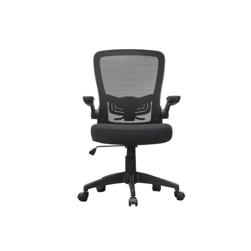 Swivel Task Chair, Mesh Back, Flip Arm, Height Adjustable, Black Fabric image number 2