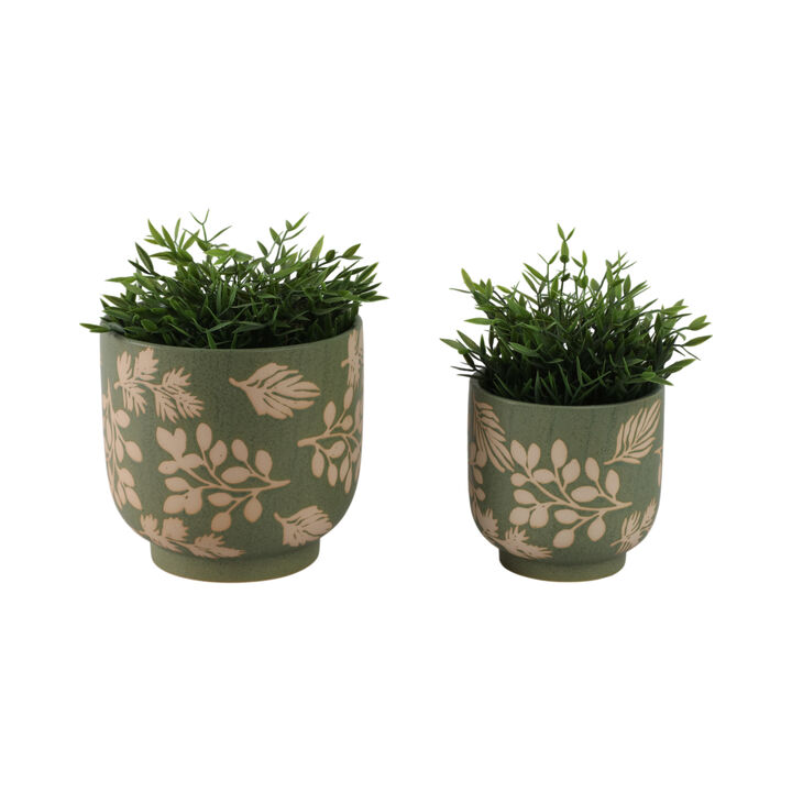 S/2 Hand Painted Leaf Planters