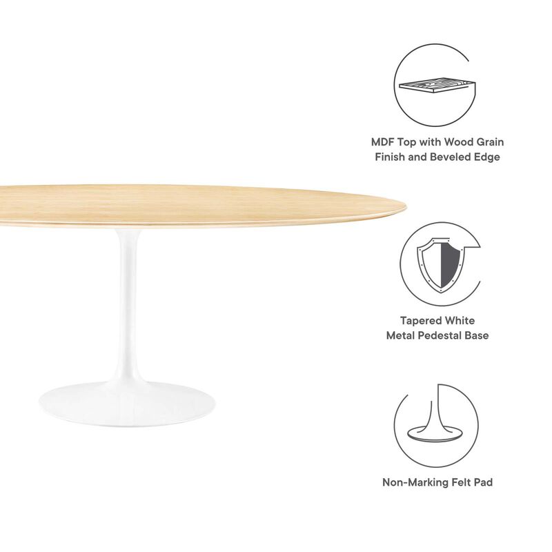 Modway - Lippa 78" Oval Wood Grain Dining Table White Natural