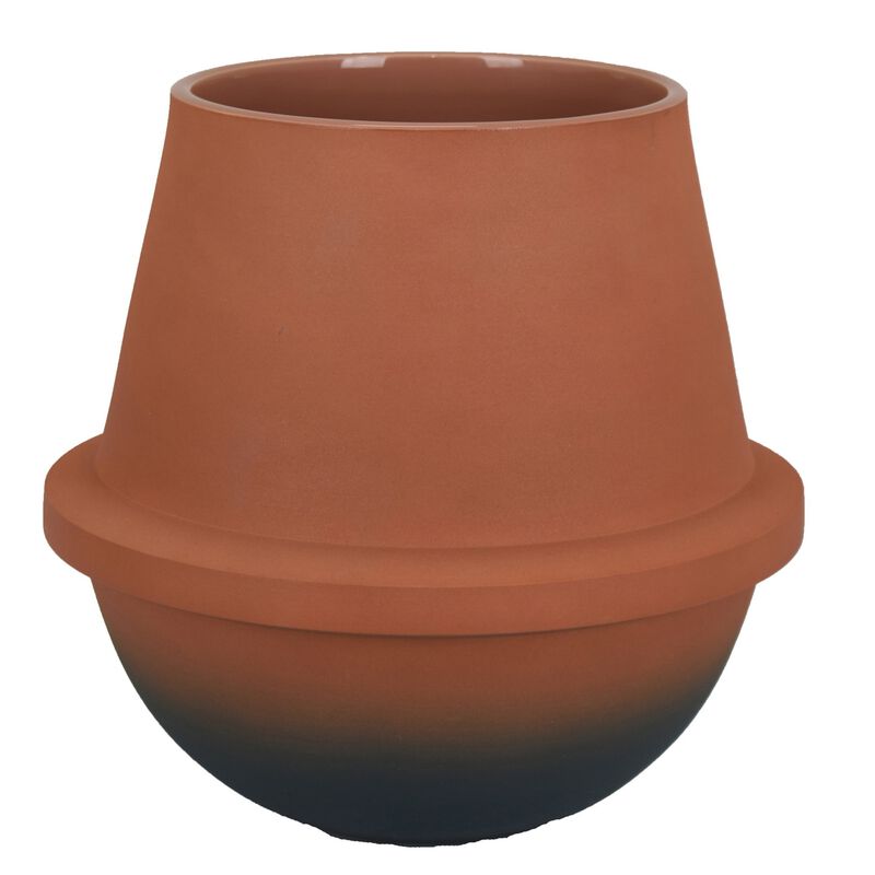 Decorative Flower Vase, Terracotta Inspired Orange Ceramic 10 Inch - Benzara