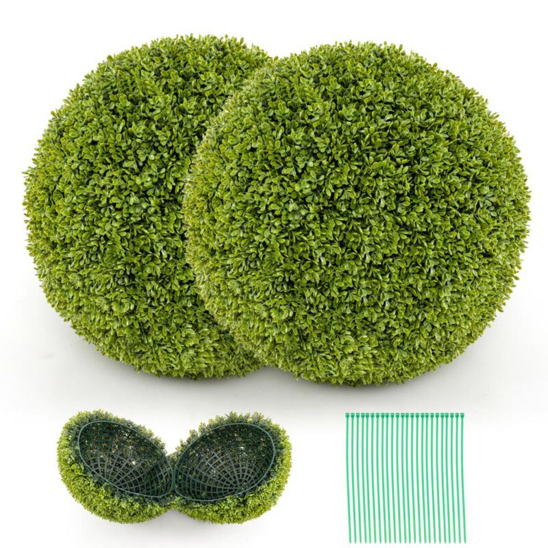 Hivvago 2 Pieces Artificial Sun-Protective Topiary Spheres for Patio Garden Front Door Balcony Backyard