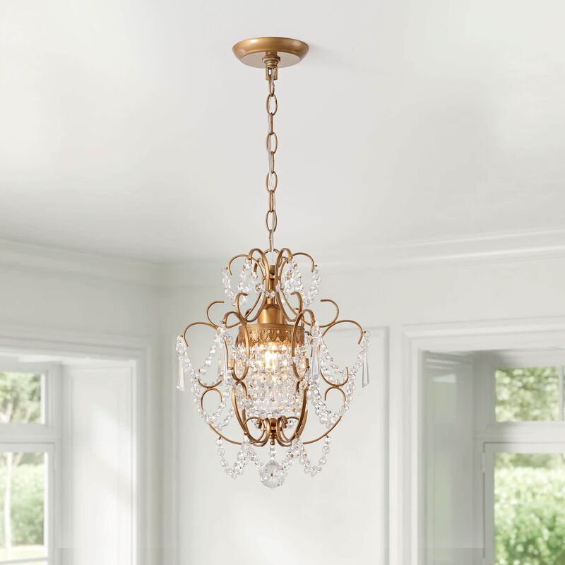 Dalia Glam 1 Light Brushed Brass Mini Crystal Chandelier image number 8