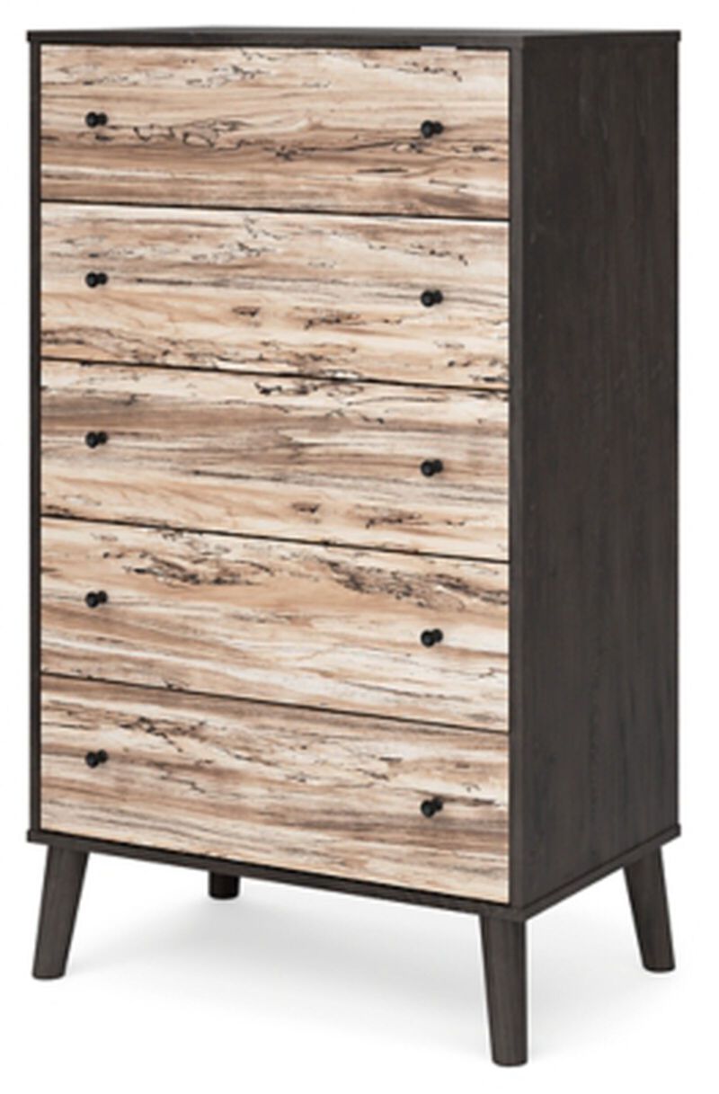 Piperton 5 Drawer Chest of Drawers in Dark Charcoal