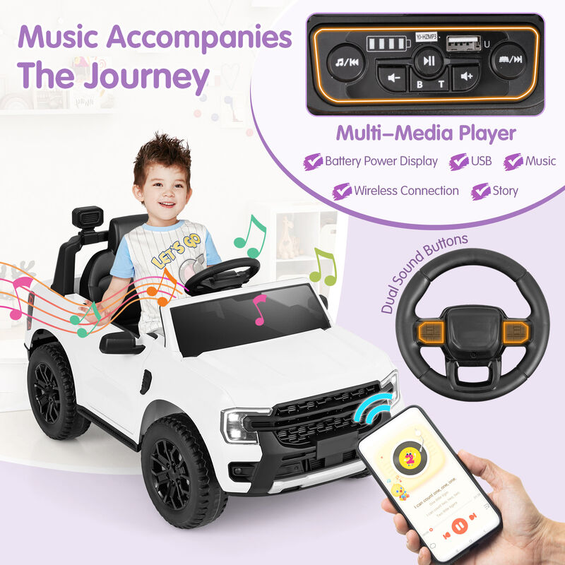 12V Ride On Electric Car for Kids with Music Remote Control and LED Lights image number 6