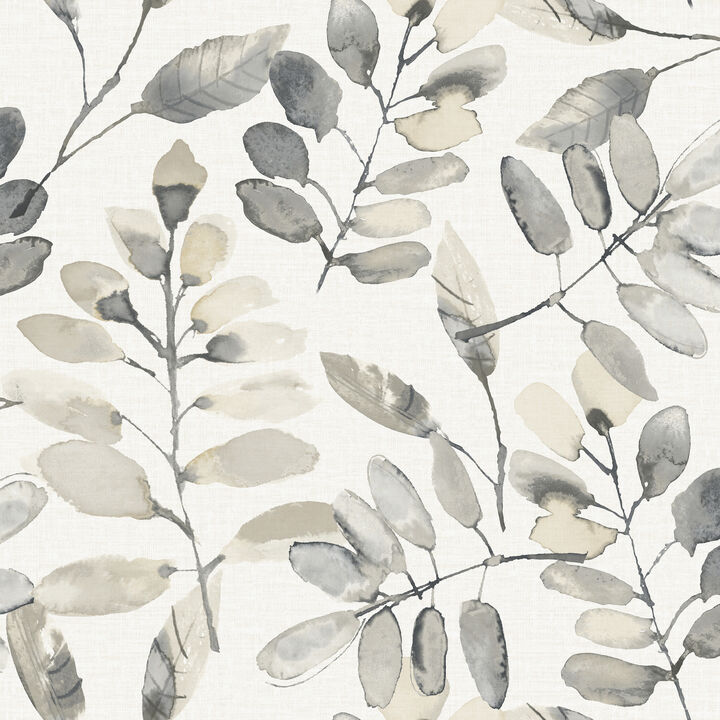 Pinnate Charcoal Leaves Wallpaper (Set of 2)