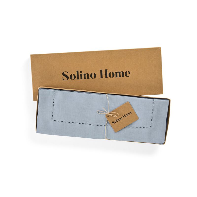 Solino Home Classic Hemstitch 100% Linen Placemats &ndash; Set of 4, 14 x 19 in, Machine Washable, Holiday and Everyday Dining