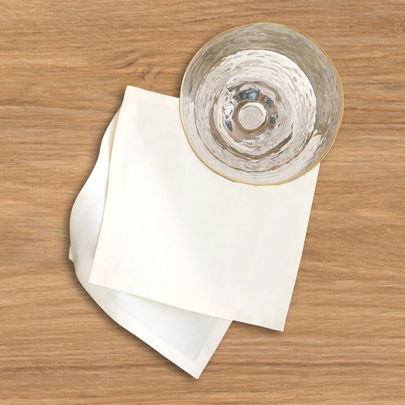 Solino Home Cotton Linen Hemstitch Cocktail Napkins &ndash; Set of 12, 6 x 6 in, Machine Washable, Holiday and Everyday Dining