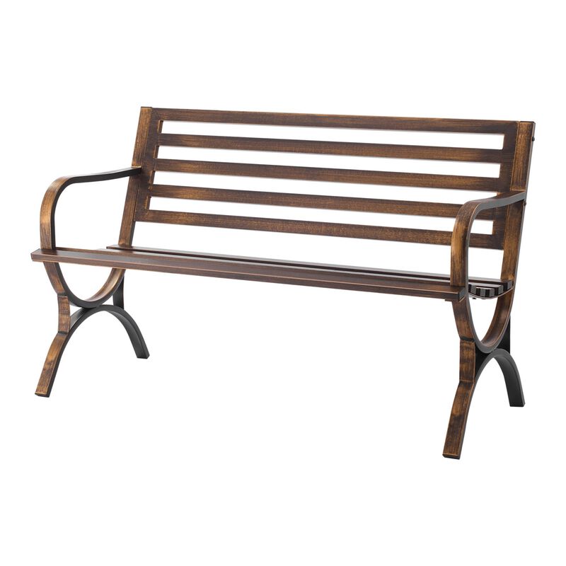 Jabseg 50 Inch Vintage Metal Patio Bench image number 2