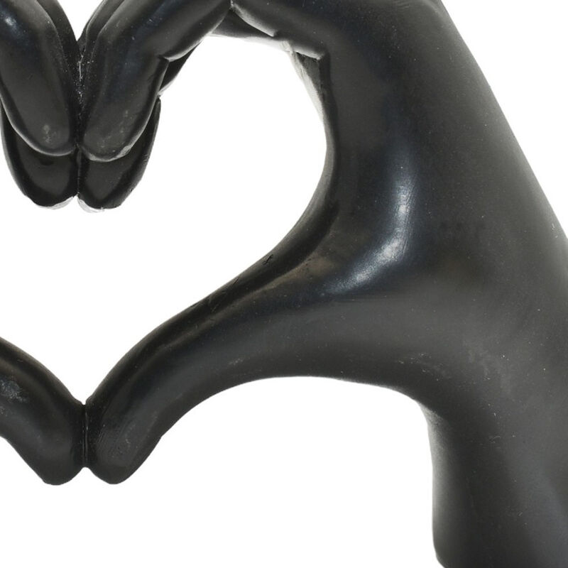 HomeRoots 4" Black Resin Heart Hands Tabletop Sculpture image number 2