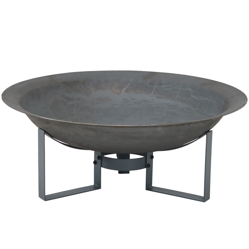 Sunnydaze 24 in Modern Cast Iron Fire Pit Bowl with Stand - Black