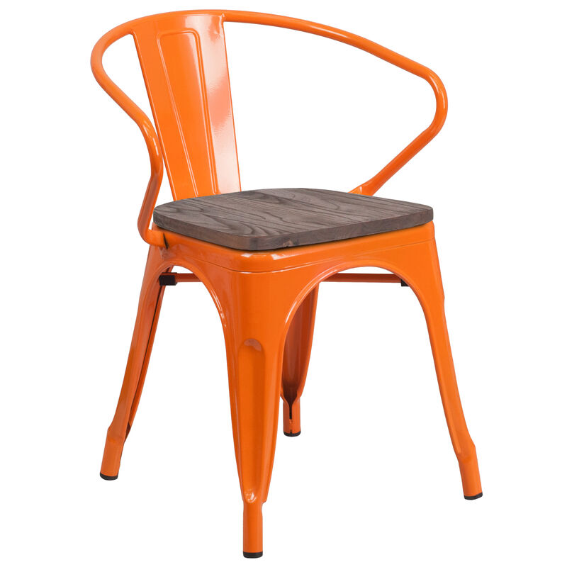 Metal/Wood Colorful Restaurant Chairs image number 0