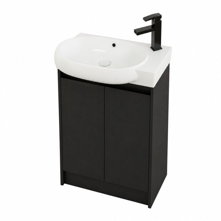 ELEMENT ACE 23 Inch Freestanding Bathroom Vanity with Ceramic Sink, Adjustable Shelves, Soft Close Doors, Water Resistant Finish