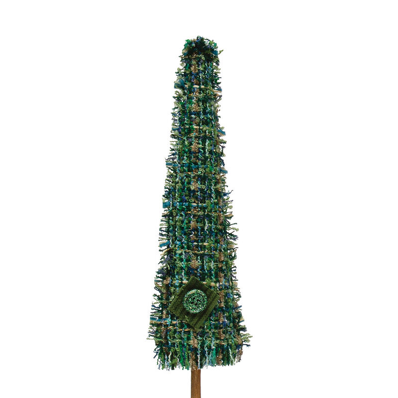 Raw-Edged Tweed Tree with Wood Base, Green Plaid image number 2