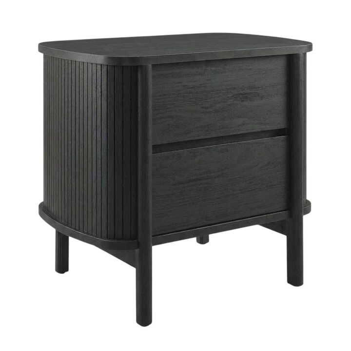 Nightstand with Modern Design and Compact Storage in Brown Finish