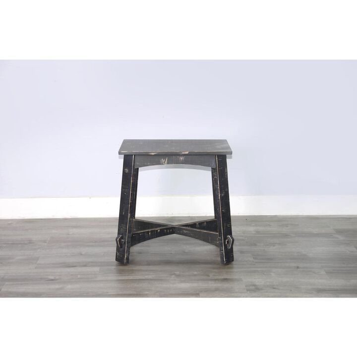 Sunny Designs Marina Farmhouse Mahogany Wood Chair Side Table in Black Sand