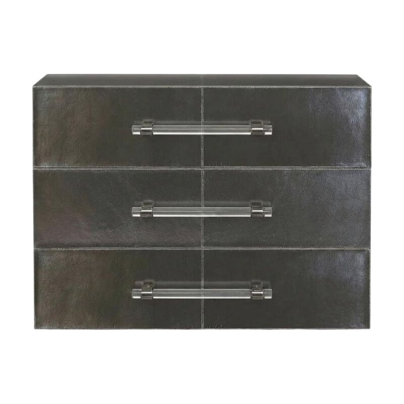 Butler Specialty Allman 48 in. W Wood and Leather 3 Drawer Accent Chest, Silver image number 0