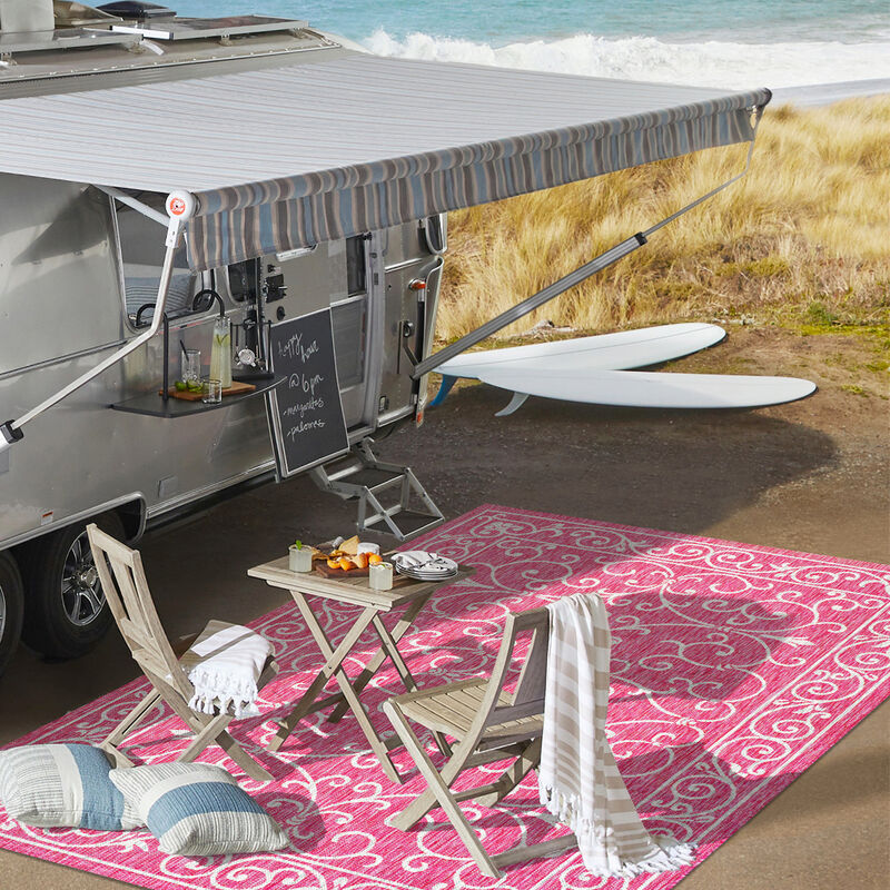 Charleston Vintage Filigree Textured Weave Indoor/Outdoor Area Rug