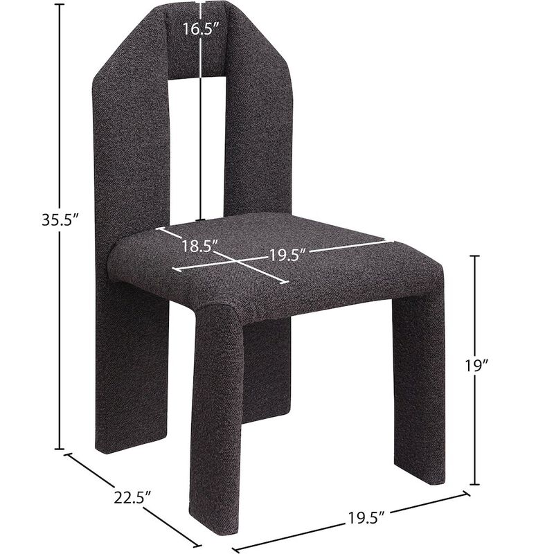 Meridian Furniture Bennett Brown Boucle Fabric Dining Chair, Set of 2